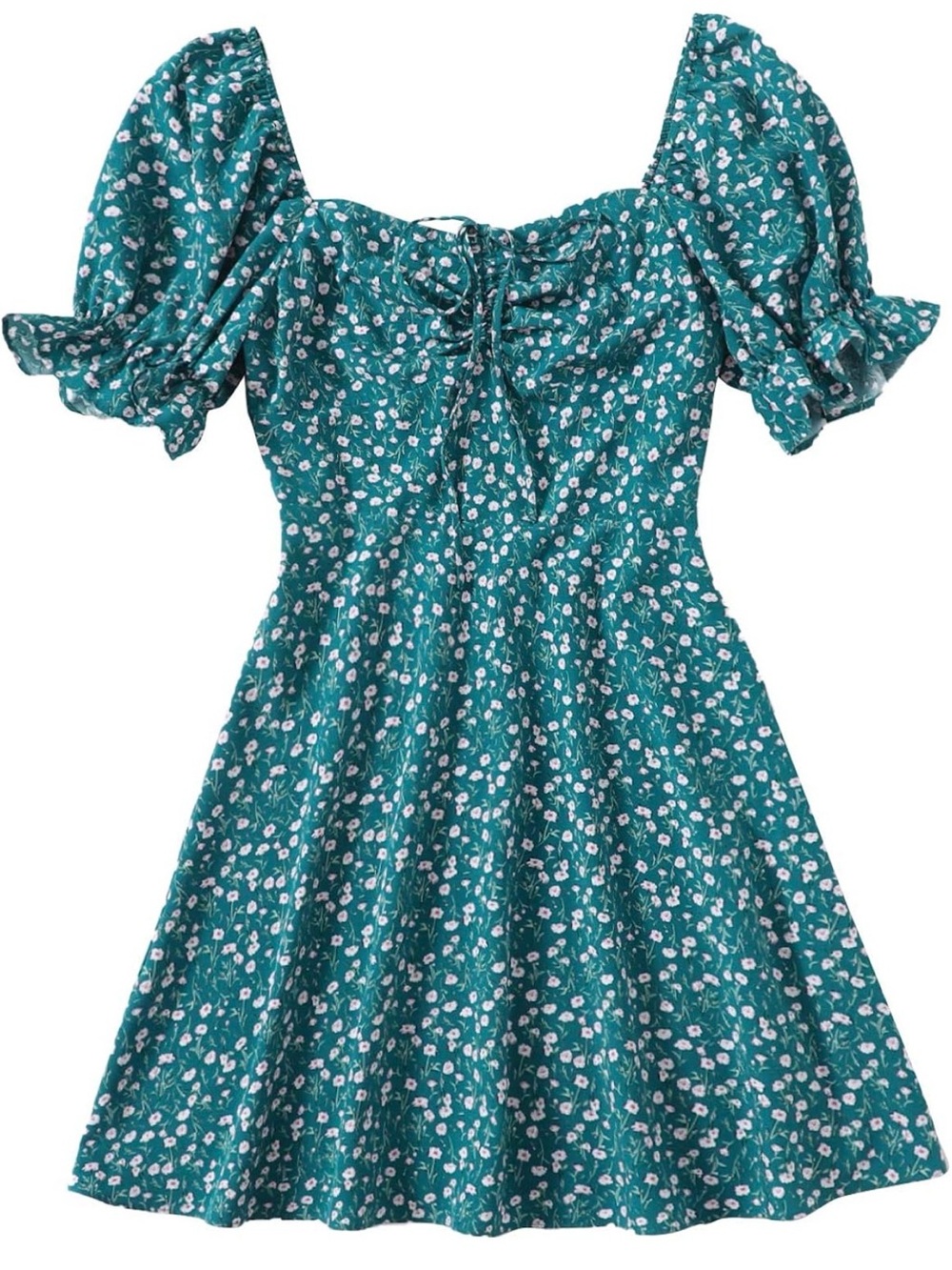 SweatyRocks Women's Summer Short Sleeve Drawstring Ruched Mini Short Dress Flora